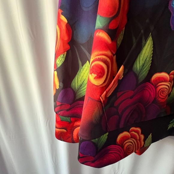 Women's Black & Floral Hoodie Long Sleeve Kangaroo Pocket Plus Size 5XL - Picture 5 of 13